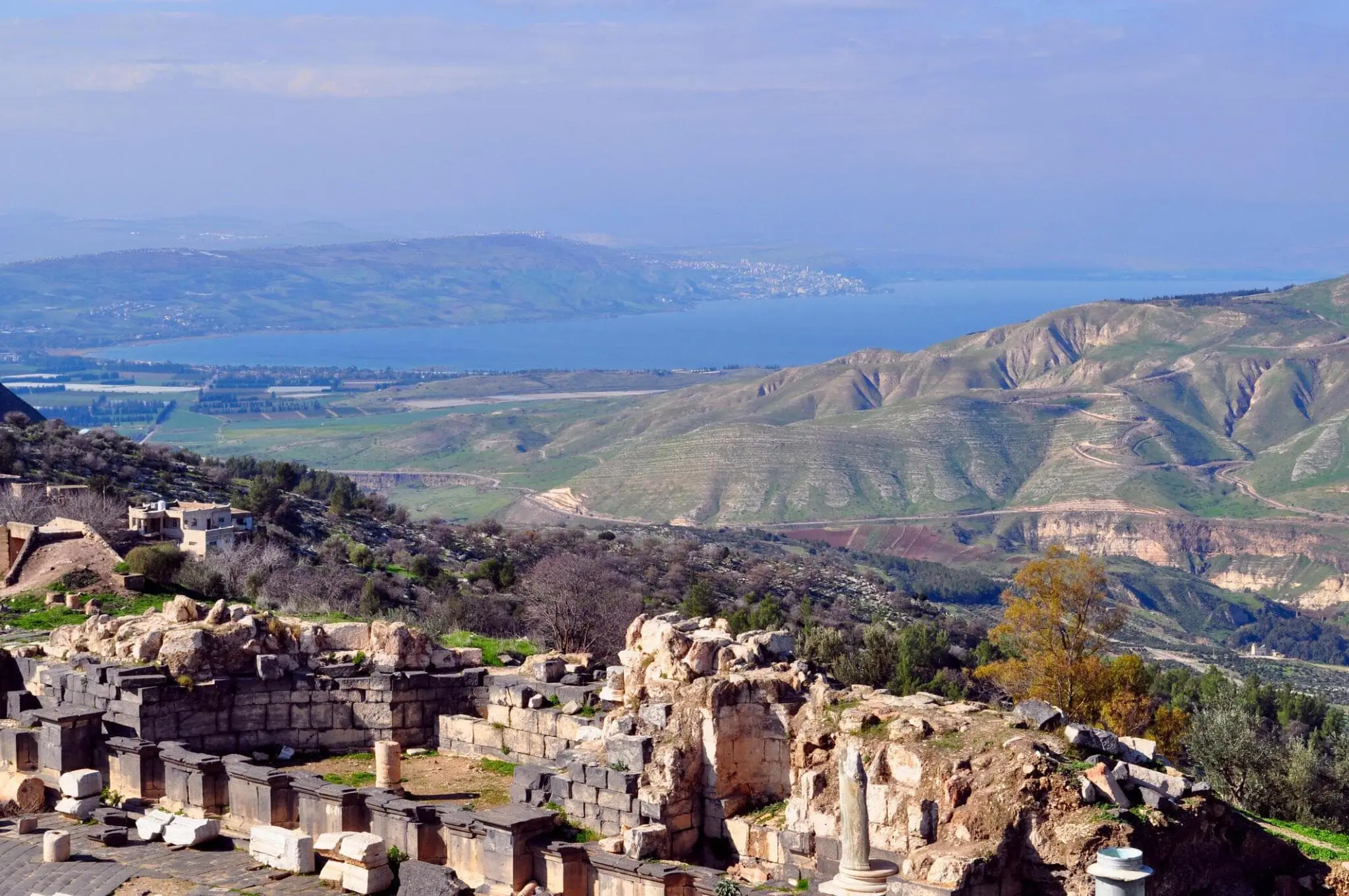 Umm Qais Roman ruins overlooking the Jordan Valley